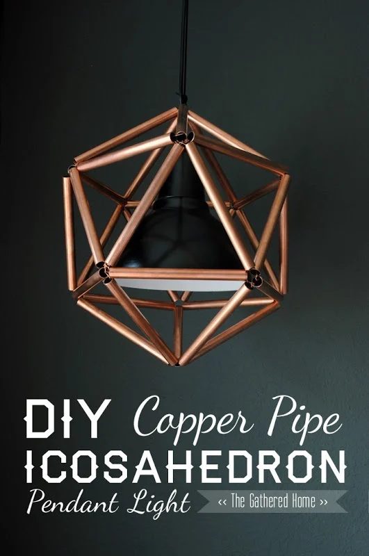 Handmade Geometric Copper Pipe Pendant Light, The Gathered Home on Bekob