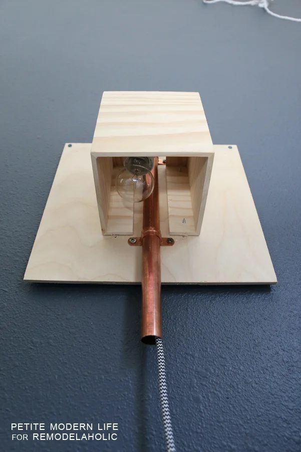 Make this industrial modern, apartment friendly Handmade wall sconce with the simplest of materials!