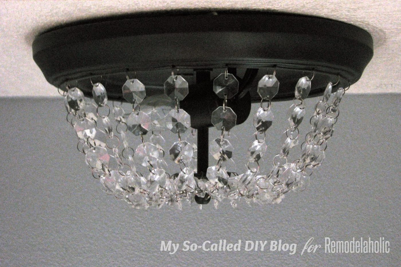 update a standard dome ceiling light to look like Pottery Barn Mia crystal flushmount, step 12 - My So-Called Handmade Blog on @Bekob