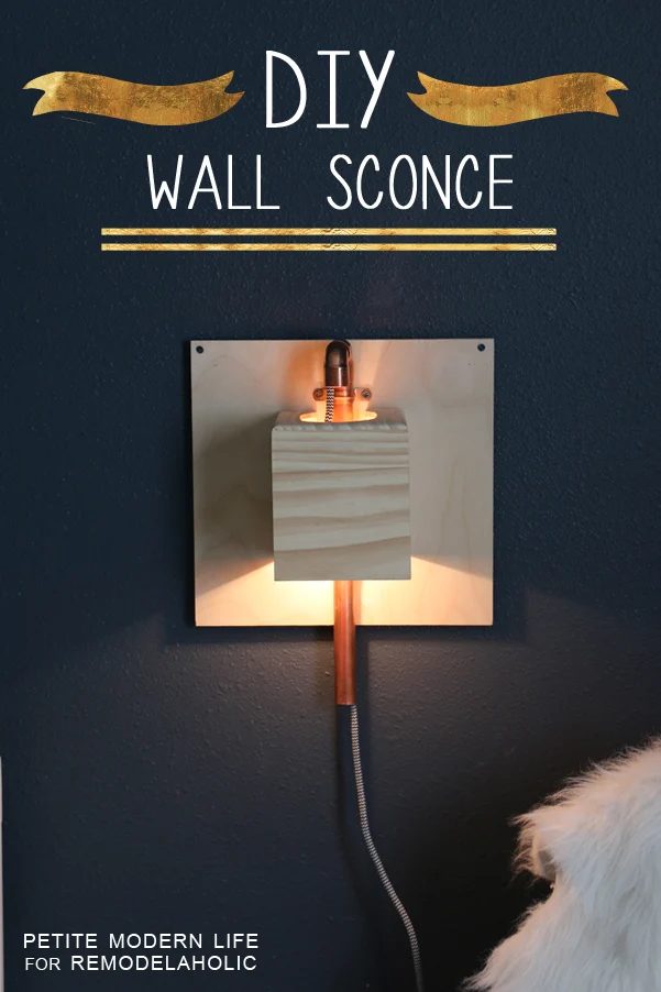 Make this industrial modern, apartment friendly Handmade wall sconce with the simplest of materials!