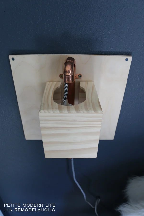 Make this industrial modern, apartment friendly Handmade wall sconce with the simplest of materials!