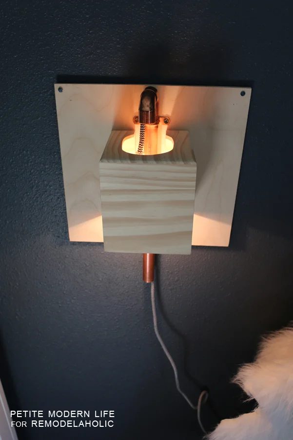 Make this industrial modern, apartment friendly Handmade wall sconce with the simplest of materials!