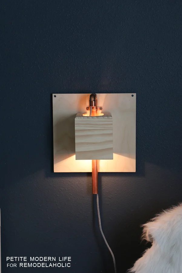 Make this industrial modern, apartment friendly Handmade wall sconce with the simplest of materials!
