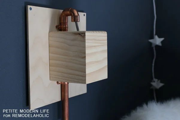 Make this industrial modern, apartment friendly Handmade wall sconce with the simplest of materials!