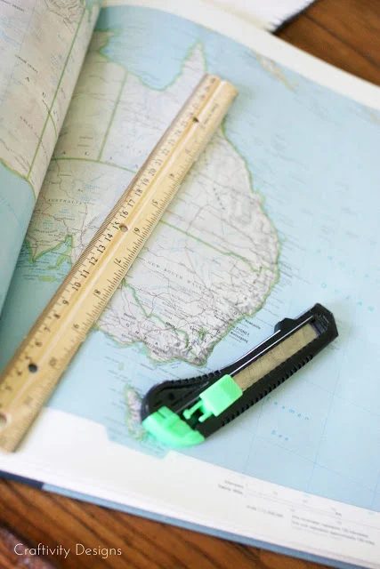 Old Maps Upcycled into Renter Friendly Wall Art by Craftivity Designs for Bekob