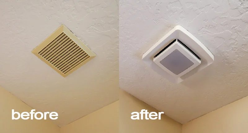 Broan FG500N LED upgrade for ventilation fan Before And After