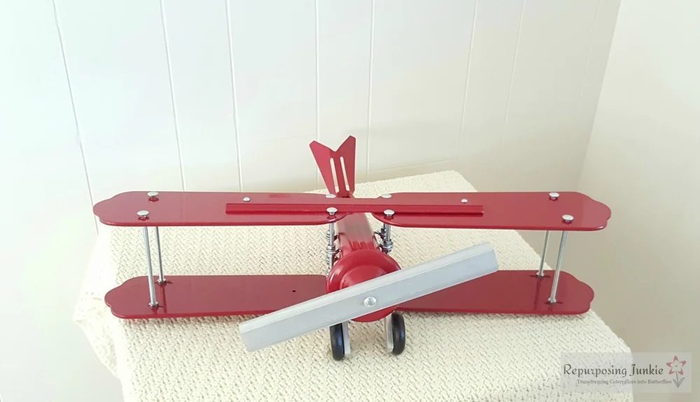 19 Build decorative airplane from repurposed ceiling fan blades, front view 5, by Repurposing Junkie featured on @Bekob