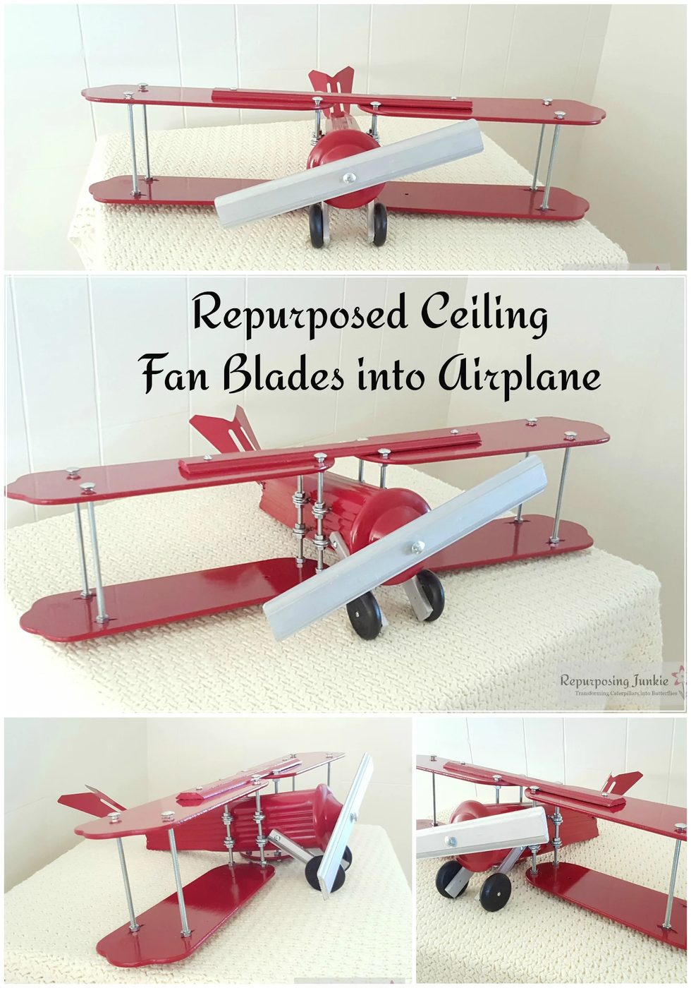 25 Recycled junk built into decorative airplane, by Repurposing Junkie featured on @Bekob