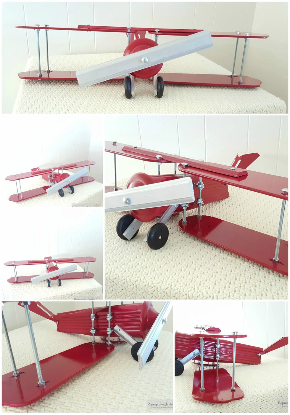 24 Repurposed ceiling fan blades made into decorative airplane, junker hobbies, by Repurposing Junkie featured on @Bekob