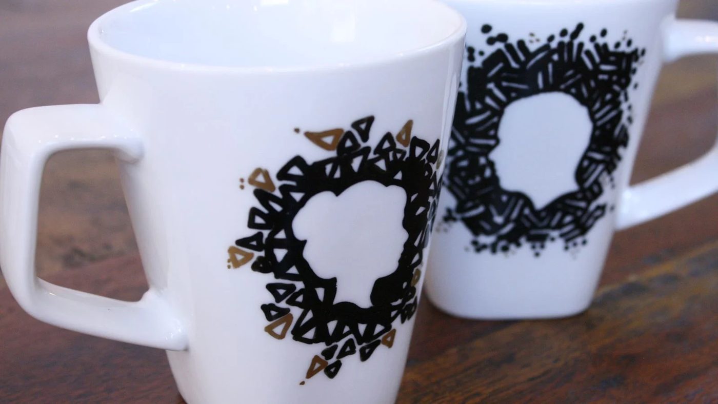 5 Handmade Silhouette Coffee Mugs Gift option