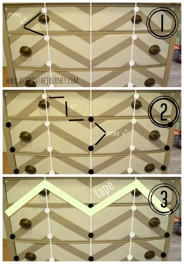 how to paint chevron stripes on a dresser