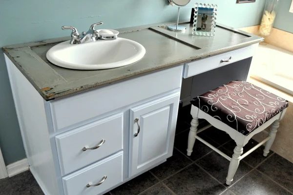 Repurposing an Old Shutter Into a Bathroom Counter