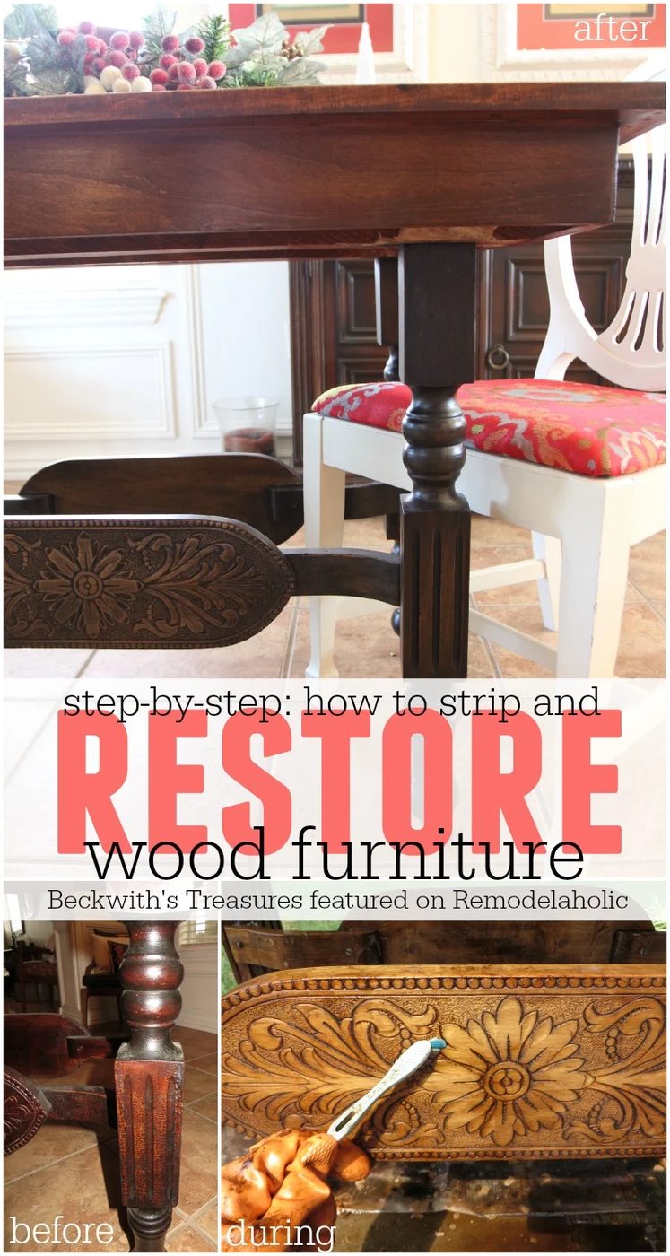 How to Strip and Restore Wood Furniture - Beckwith's Treasures featured on @Bekob