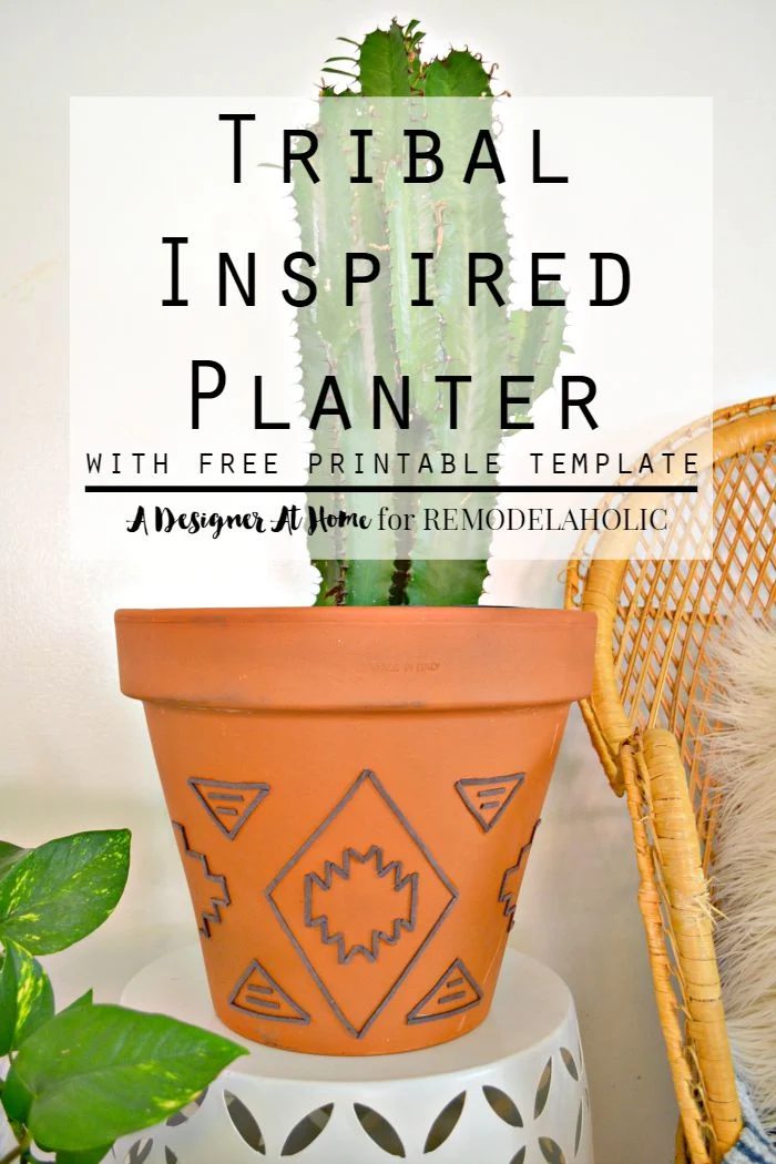 Tribal Inspired Suede Embellished Terracotta Planter
