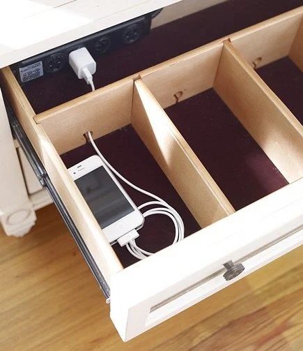 handmade charging station drawer