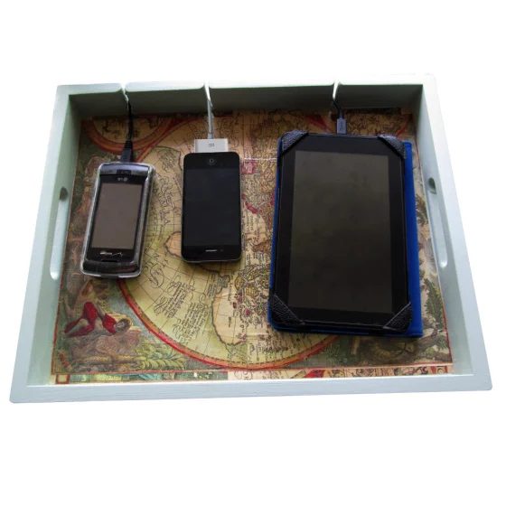 handmade charging station lined tray by A Smith of All Trades via Bekob