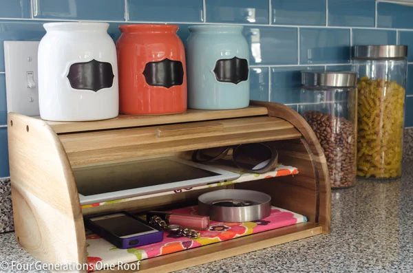 handmade charging station bread box