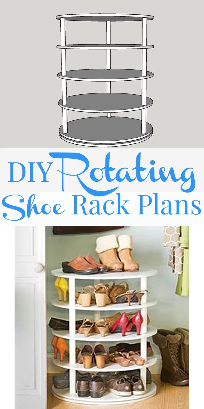 Handmade rotating shoe rack - free plans on Bekob.com #organization #Handmade