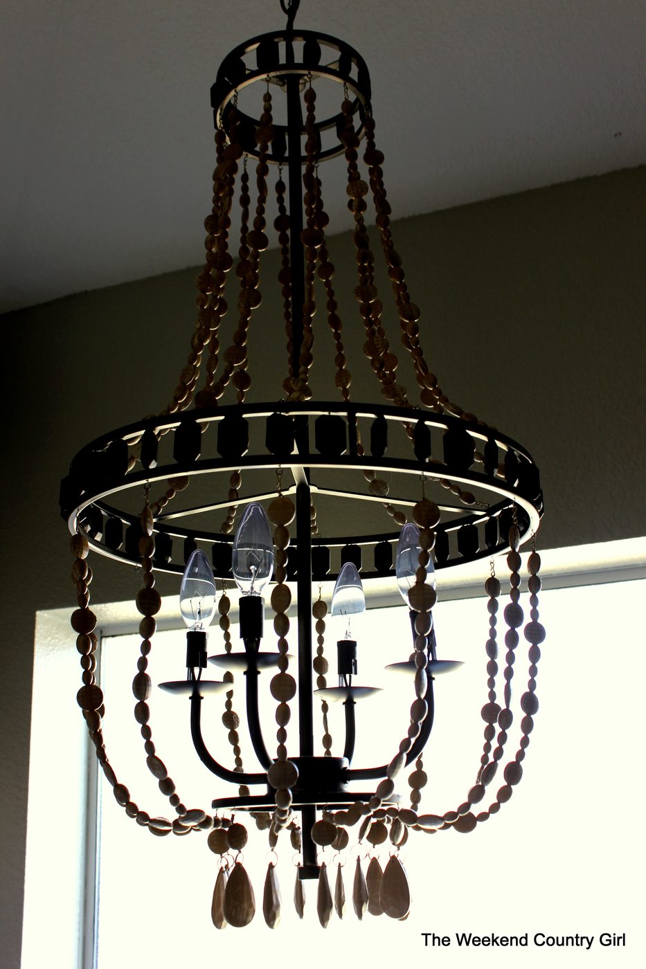Chandelier Makeover for an Updated Bathroom by The Weekend Country Girl featured on @Bekob