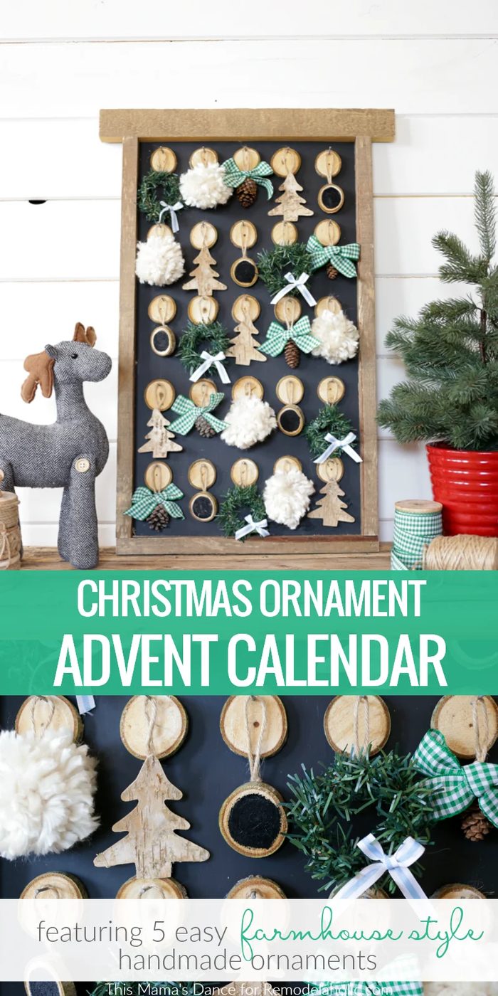 straightforward Handmade Farmhouse Style Christmas Ornament Advent Calendar @Bekob