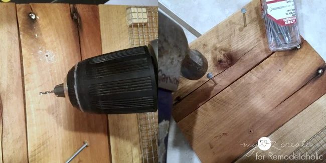 pre-drill holes and hammer in nails