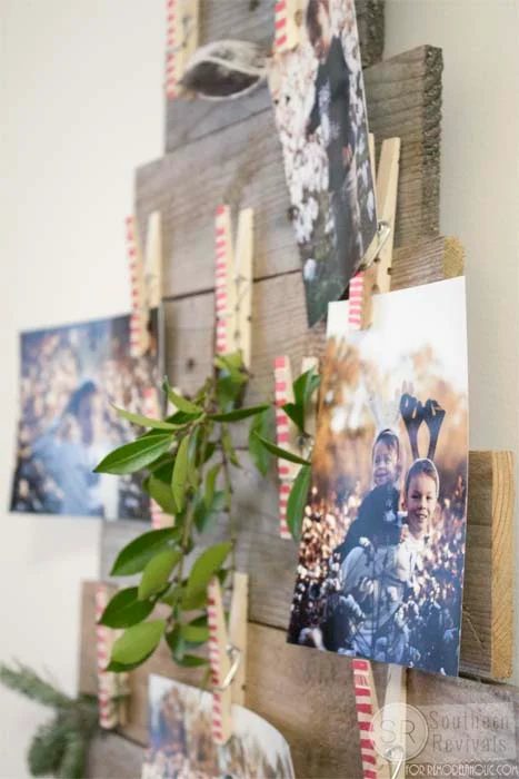 Handmade Pallet Wood Christmas Tree Photo & Card Holder