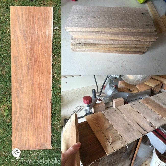 fitting pallet wood onto scrap plywood to make rustic jewelry holder