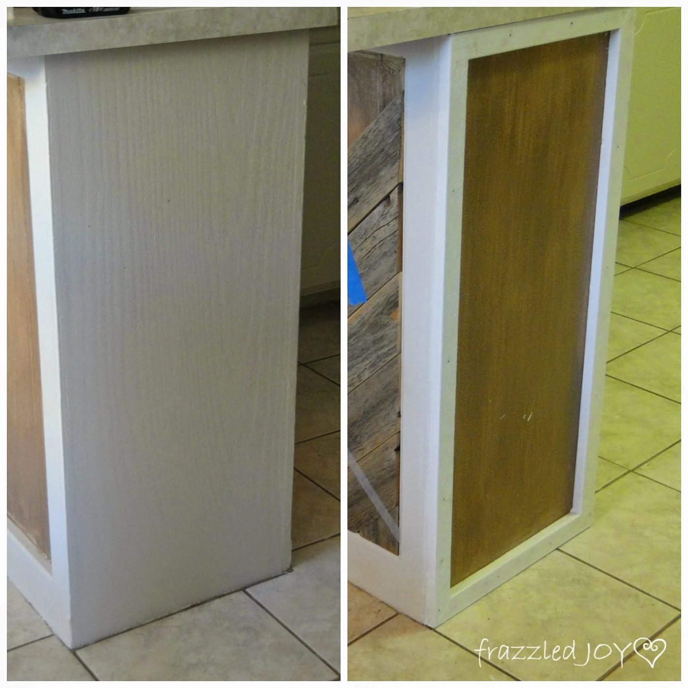 how to add rustic reclaimed wood planks to a kitchen island 02, Frazzled Joy on Bekob