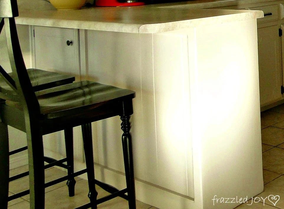 reclaimed wood planked kitchen island before, Frazzled Joy on Bekob