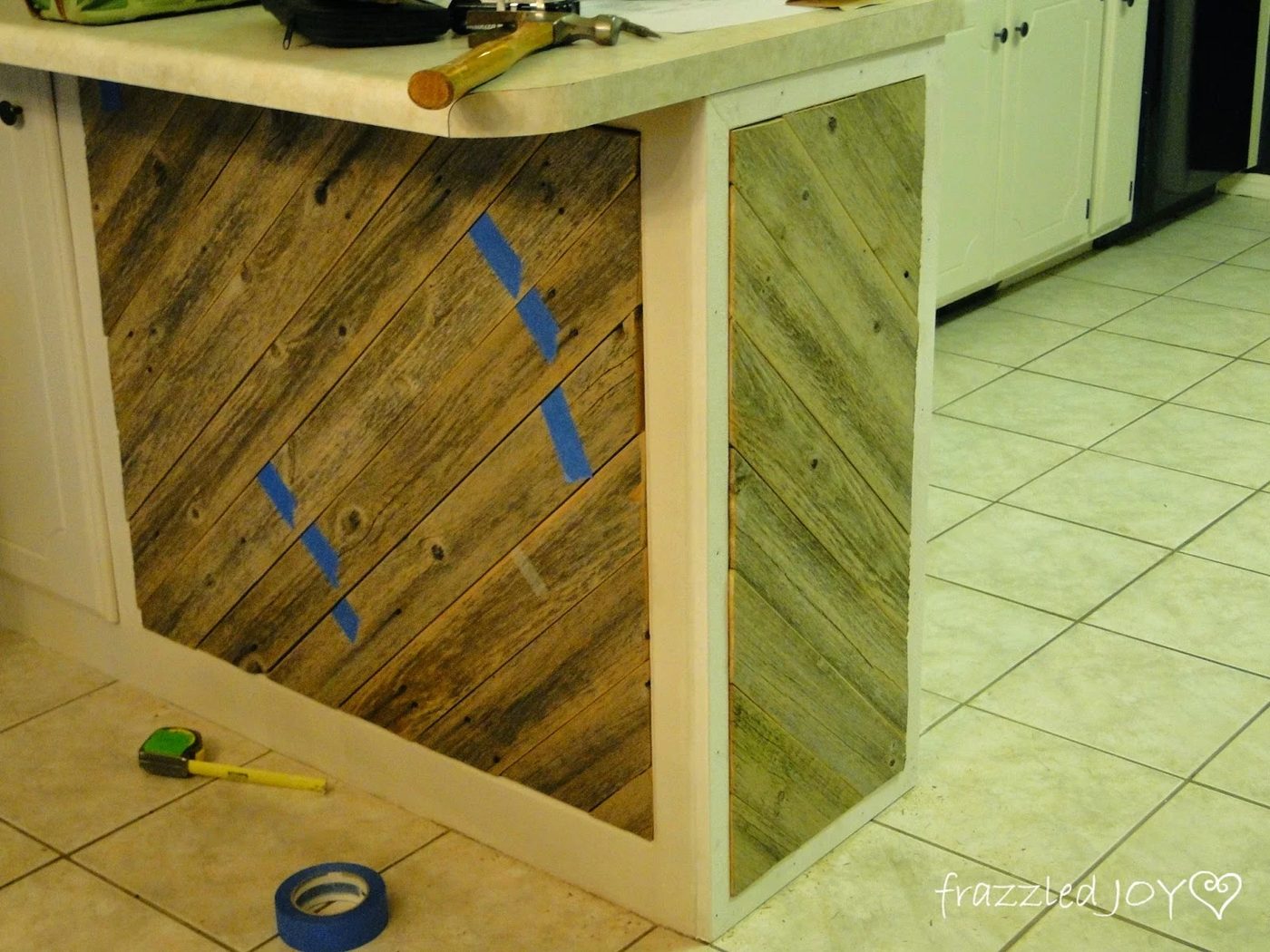 dry fit diagonal planked kitchen island accent pieces, Frazzled Joy on Bekob