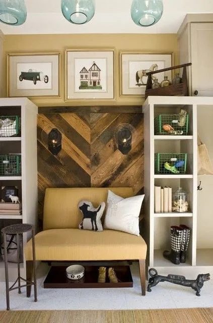 chevron herringbone plank wall section