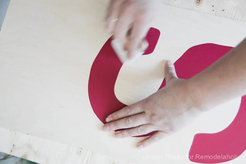 Handmade Plywood Sign- direct and striking- I love the stained effect on this!