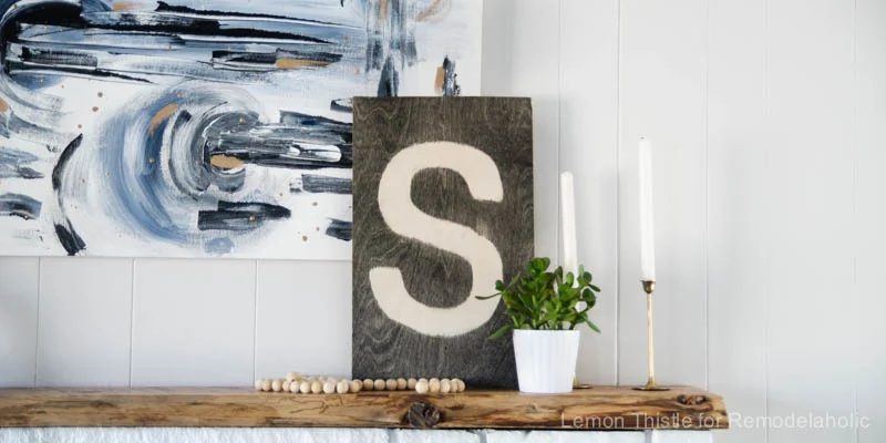 Rustic Stained Handmade Plywood Monogram Sign