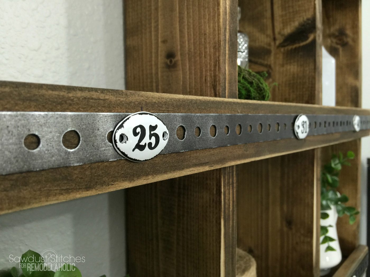 Rustic Wood and Metal Handmade Wall Cubby Shelf