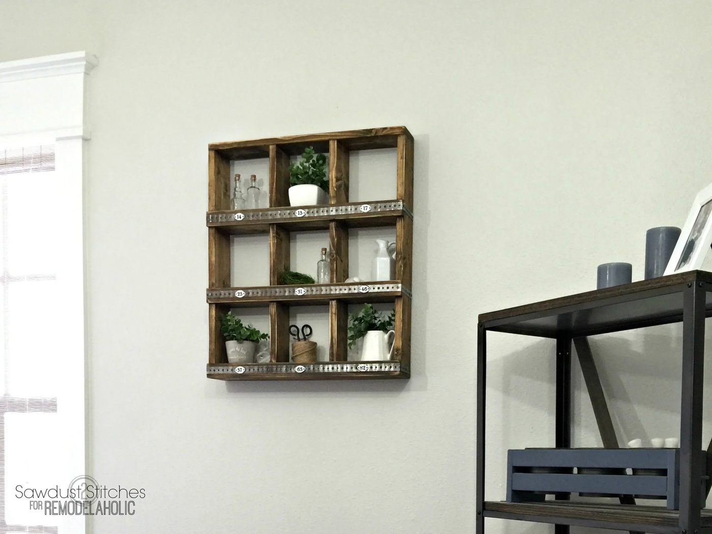 These rustic wood and metal cubbies are versatile for decor and organizing, and you can make your own Handmade wall cubby shelf for around $12 with this straightforward walkthrough