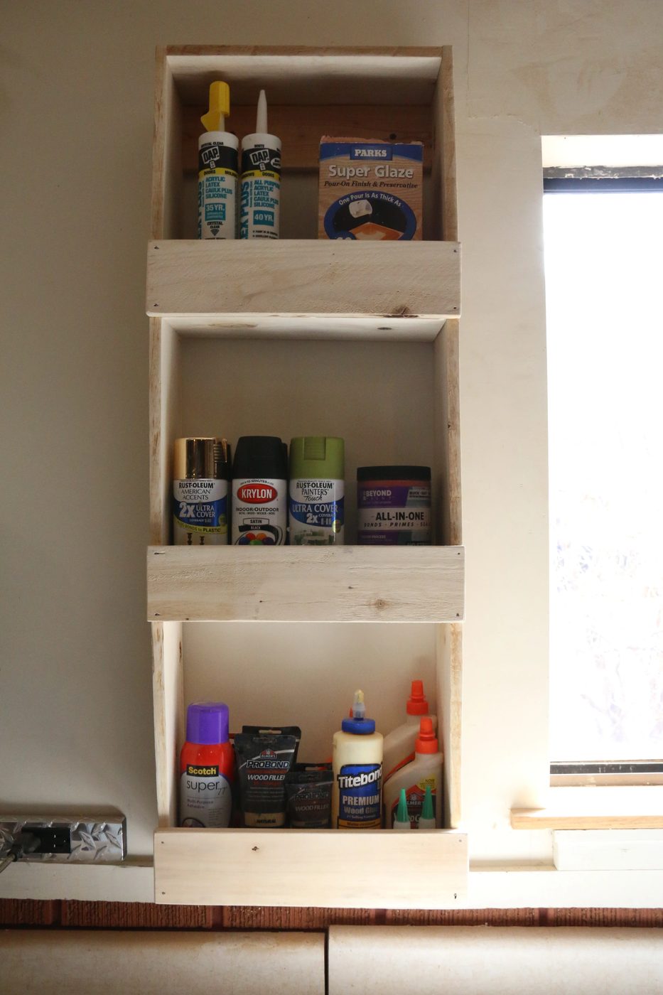 straightforward To Build Rustic Wood Wall Bin For Garage Paint And Glue Storage #Bekob