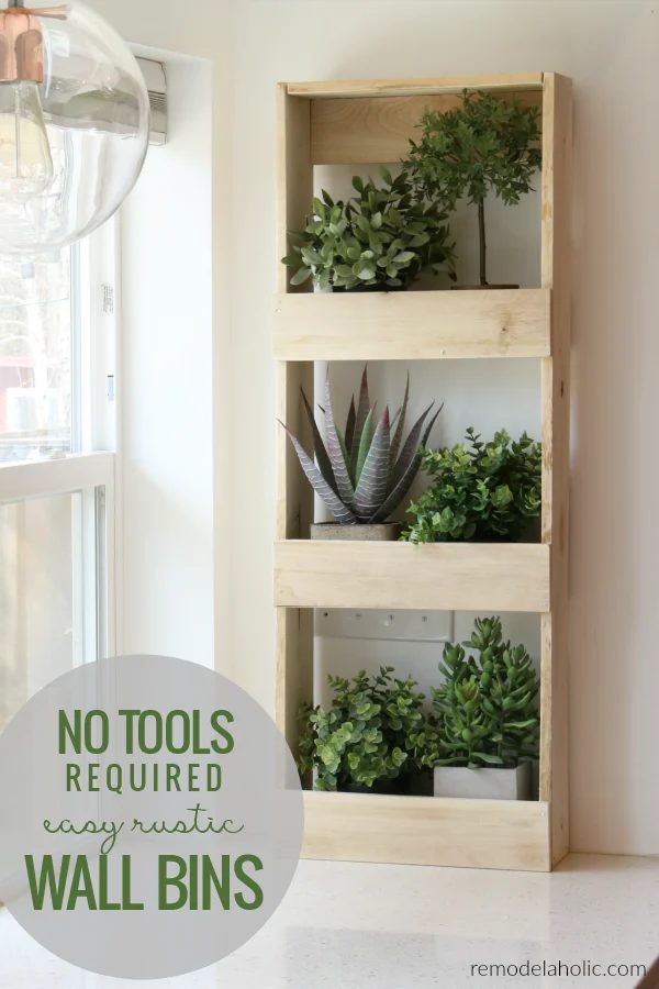 No Tools Required straightforward Rustic Wood Wall Bins For Storage And Decor #Bekob