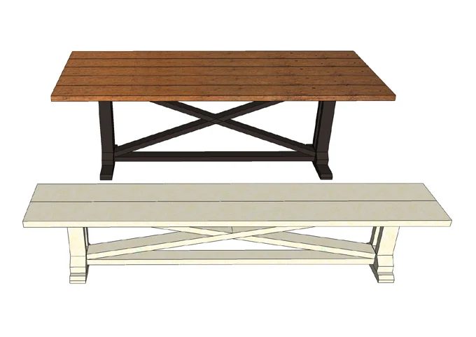 Build a striking rustic X dining table and matching bench. Free building plans that make it direct and straightforward to build your own table.