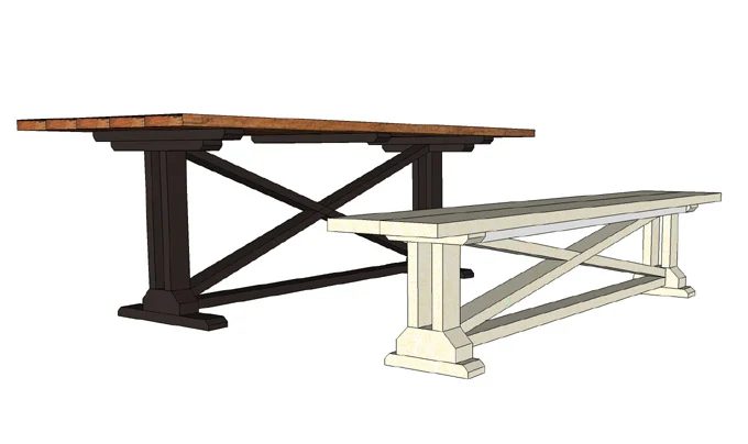Build a striking rustic X dining table and matching bench. Free building plans that make it direct and straightforward to build your own table.