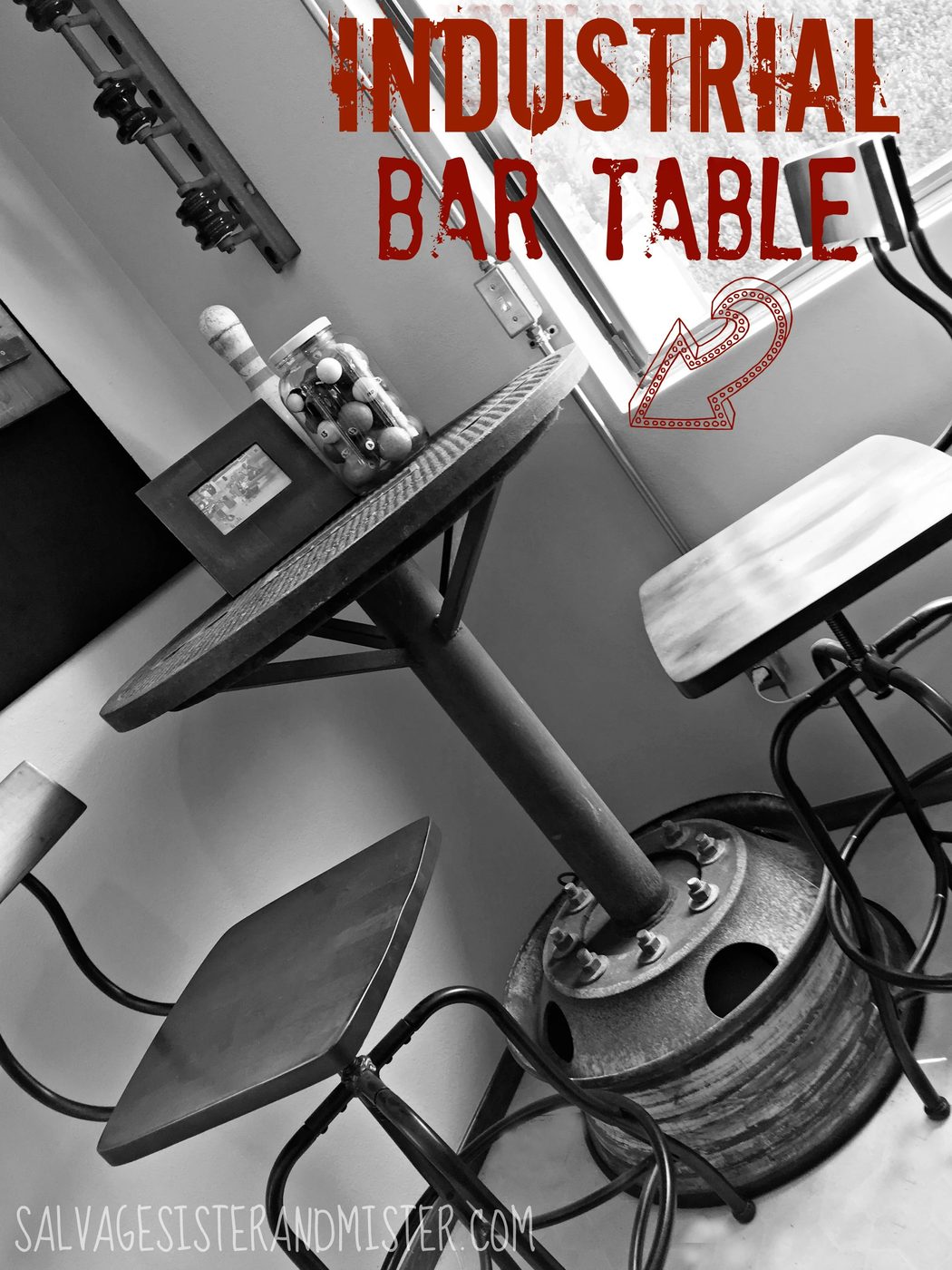 Industrial bar table from salvaged materials by Salvage Sister and Mister featured on @Bekob
