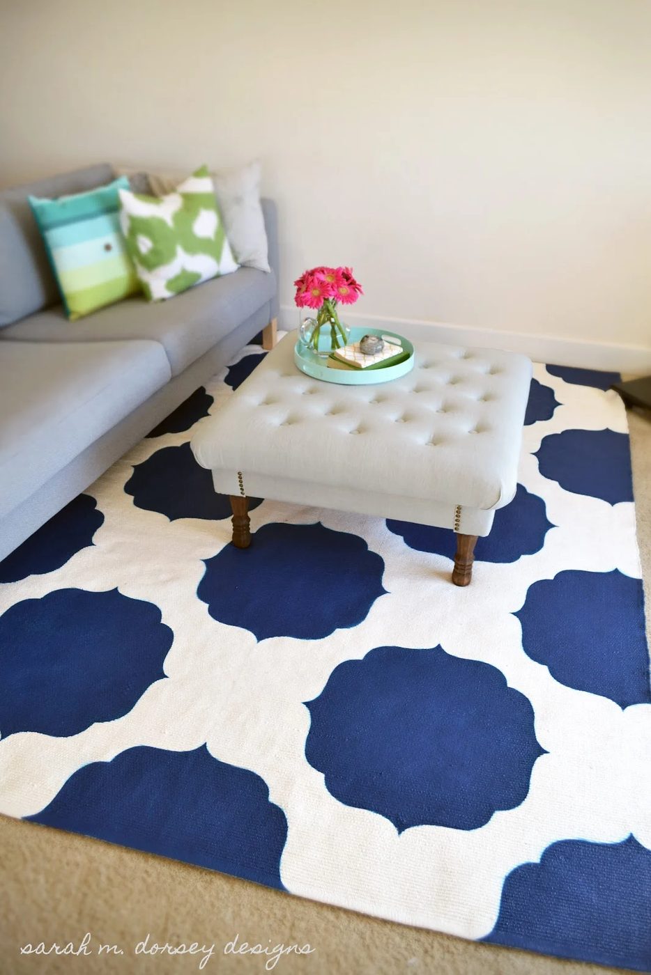 quatrefoil painted rug, Sarah M Dorsey Designs featured on Bekob