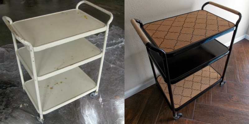 From Salvaged Metal Cart To Swanky Bar Cart