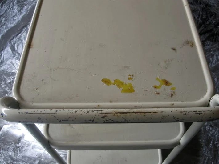 clean an old metal cart before painting, The Palette Muse featured on Bekob
