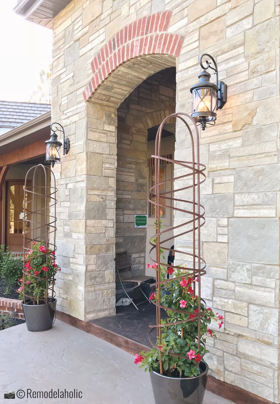 Traditional sconce lanterns for outdoor lighting. UVPH 2018 Home 12 Chatwin Homes, Susie Chatwin Designer, Photo by Bekob