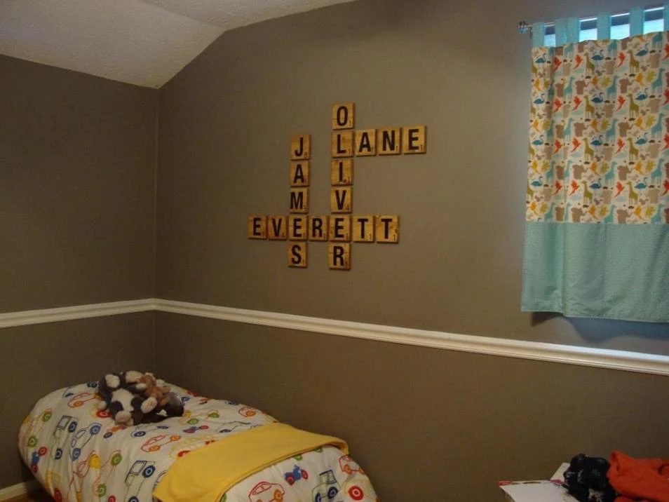 Handmade scrabble letter tiles kids room wall names OhThe Hubanity