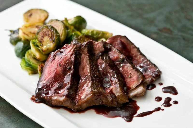 Seared Pepper Steak with Caramelized Brussels Sprouts