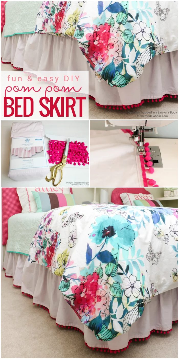 This pom pom bed skirt is so straightforward and has just the right "kid" vibe for growing girls and tweens! Get the full how-to from Designer Trapped in a Lawyer's Body on Bekob.