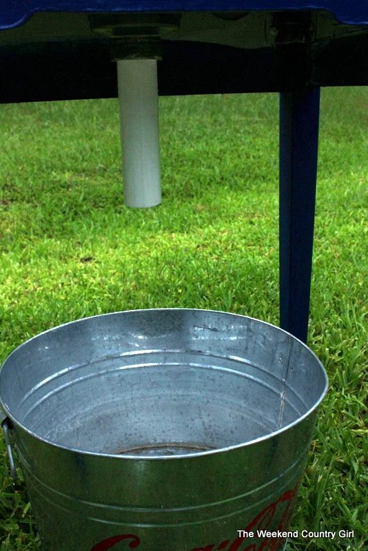 install drain in bottom of sewing table with sink for drink cooler drain, The Weekend Country Girl featured on Bekob