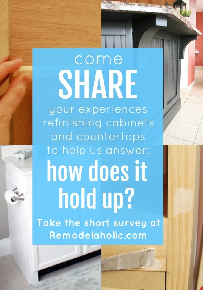 How are your Handmade countertops and cabinets holding up? @Bekob wants to know! Please come take the survey and we'll compile the results!