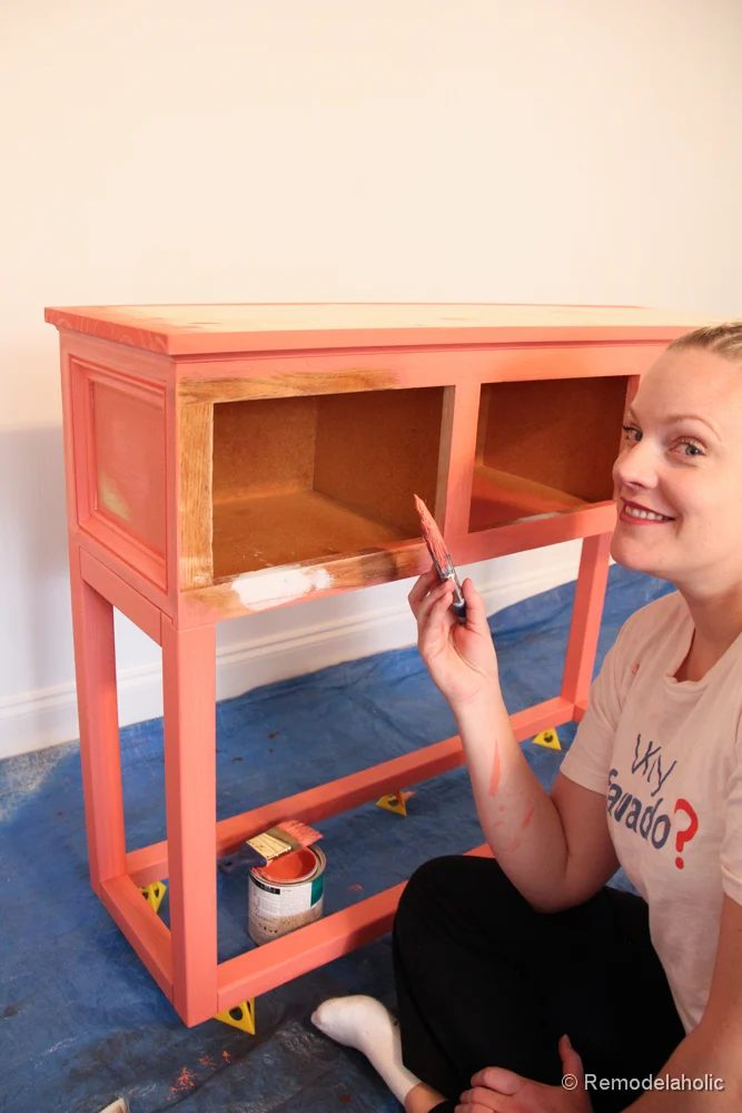 Sherwin-Williams Coral Reef Painted Console Table @Bekob-2775